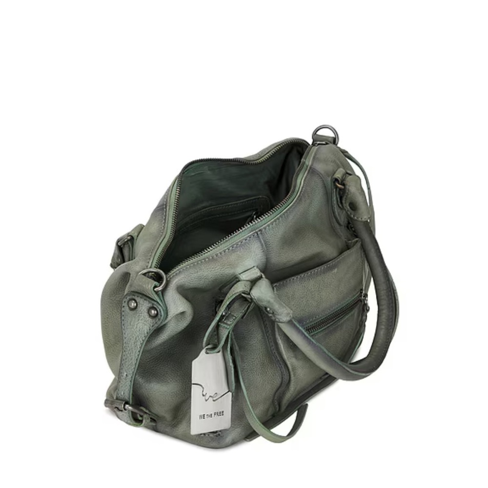 NWT Free People We The Free Baby Emerson Tote Leather Sage Green - Picture 4 of 4